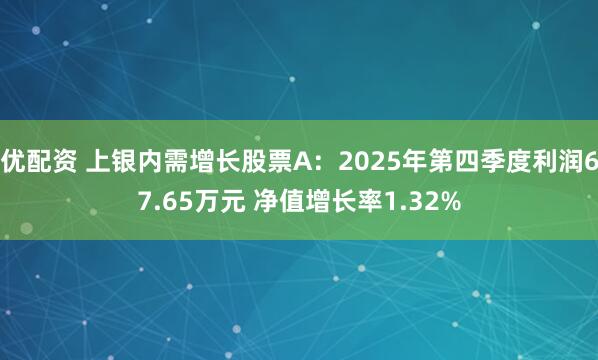 优配资 上银内需增长股票A：2025年第四季度利润67.65万元 净值增长率1.32%
