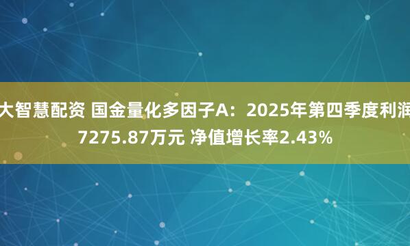 大智慧配资 国金量化多因子A：2025年第四季度利润7275.87万元 净值增长率2.43%